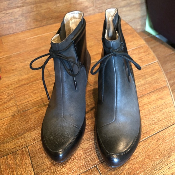 Black leather ankle boots - Picture 1 of 4